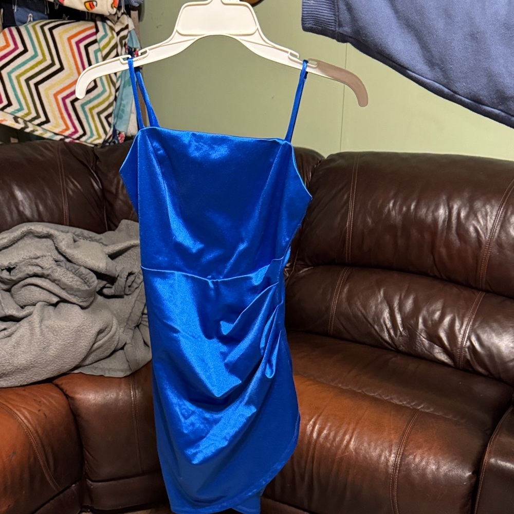 Elegant Blue Satin Dress